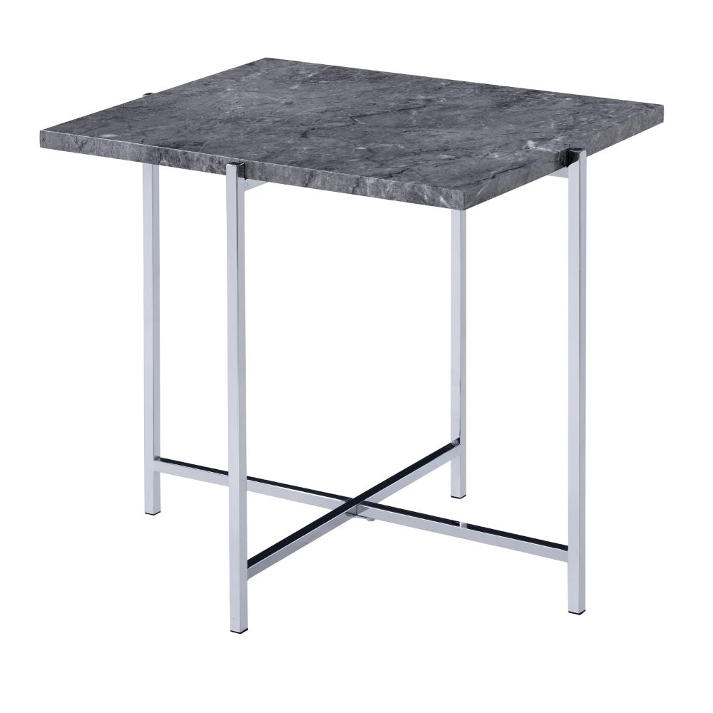 ACME Furniture Coffee Tables - Adelae End Table, Faux Marble & Chrome