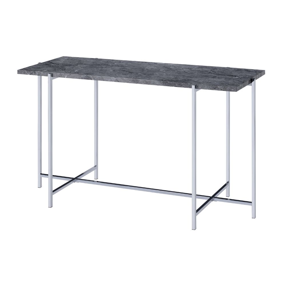 ACME Furniture Coffee Tables - Adelae Sofa Table, Faux Marble & Chrome