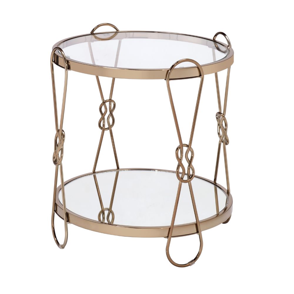 Zekera End Table, Champagne & Mirrored