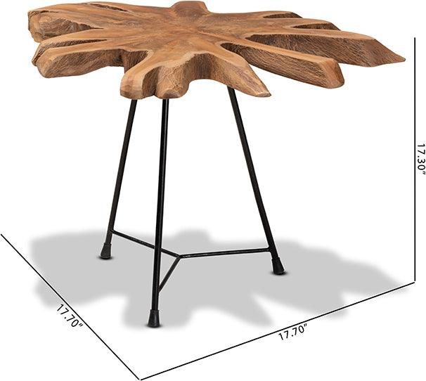 Wholesale Interiors Side & End Tables - Merci Rustic Brown and Black End Table with Teak Tree Trunk Tabletop