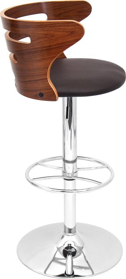 Lumisource Barstools - Cosi Adjustable Barstool With Swivel In Chrome, Walnut & Brown Faux Leather (Set of 2)
