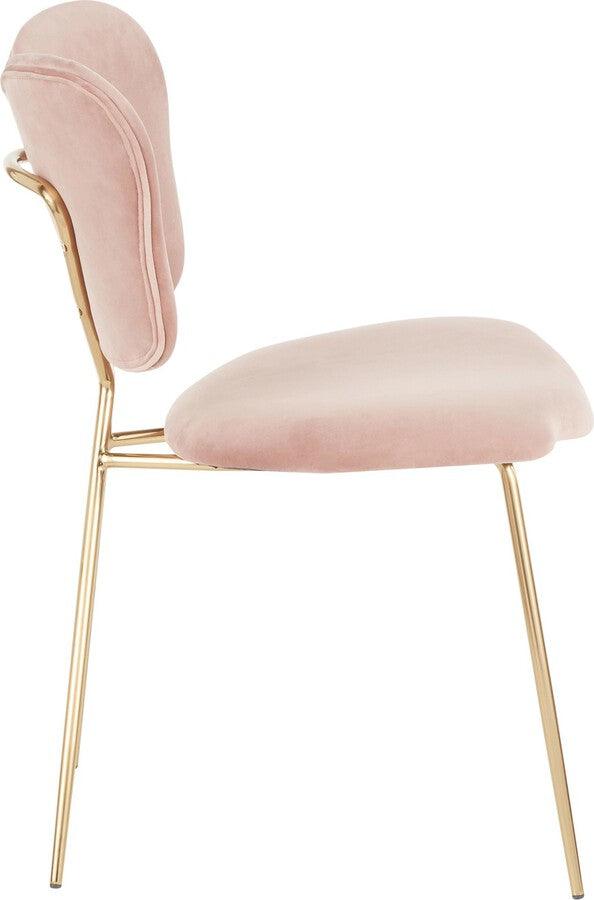 Lumisource Dining Chairs - Madeline Contemporary/Glam Chair in Gold Metal & Blush Pink Velvet - Set of 2