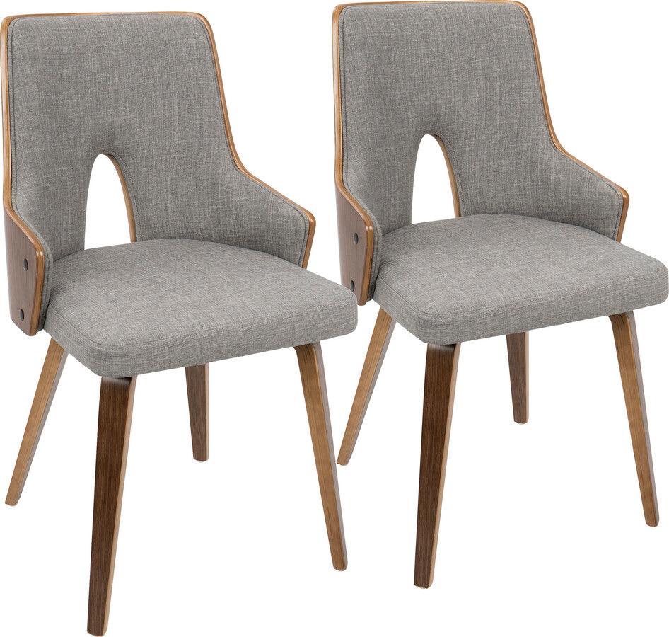 Lumisource Dining Chairs - Stella Mid-Century Modern Dining/Accent Chair in Walnut with Light Grey Fabric - Set of 2