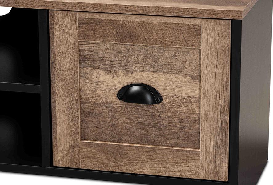 Wholesale Interiors TV & Media Units - Connell Modern and Contemporary Brown and Black Wood and Black Metal 2-Door TV Stand