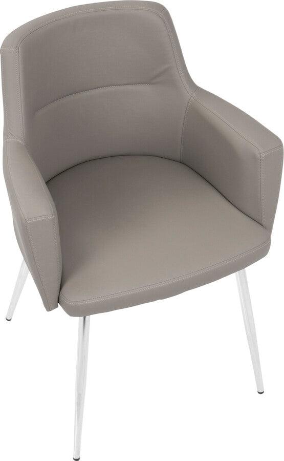 Lumisource Dining Chairs - Andrew Contemporary Dining/Accent Chair in Chrome and Grey Faux Leather - Set of 2
