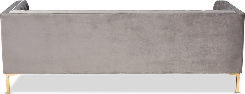 Wholesale Interiors Sofas & Couches - Zanetta Glam and Luxe Gray Velvet Upholstered Gold Finished Sofa