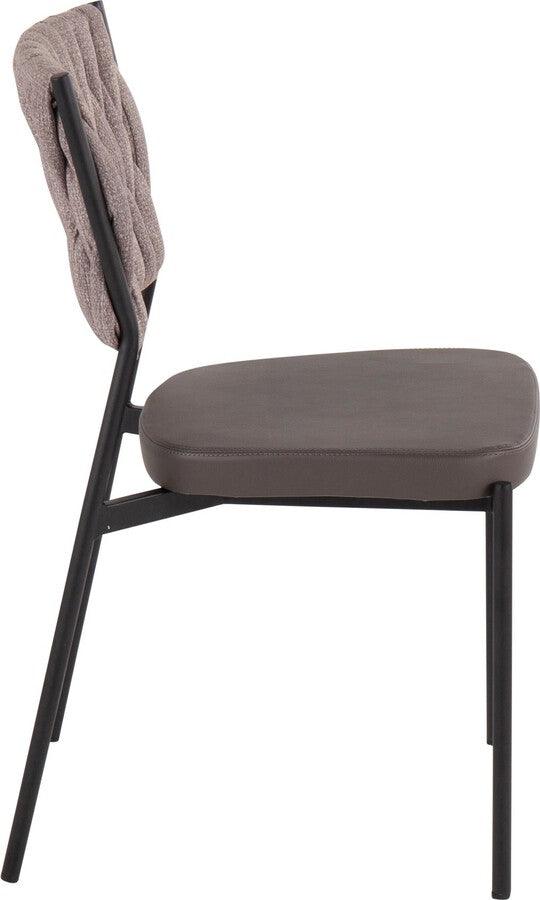 Lumisource Accent Chairs - Braided Tania Contemporary Chair In Black Metal, Grey Faux Leather, & Light Brown Fabric (Set of 2)