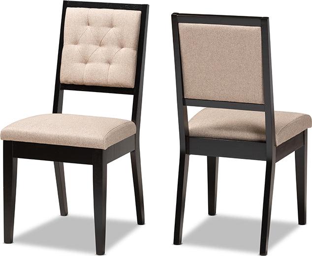 Wholesale Interiors Dining Chairs - Gideon Sand Fabric Upholstered and Dark Brown Finished Wood 2-Piece Dining Chair Set