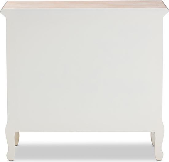 Wholesale Interiors Bedroom Organization - Amalie French Country Cottage Two-Tone White And Oak Finished 4-Drawer Accent Storage Cabinet