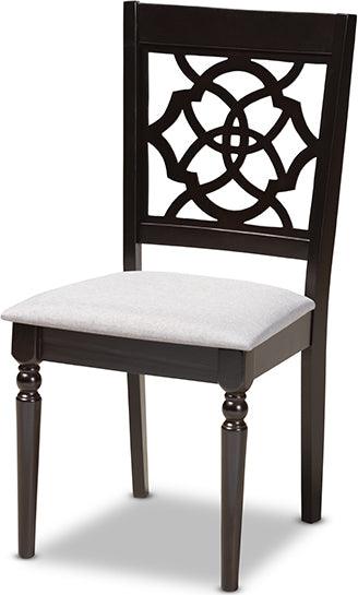 Wholesale Interiors Dining Chairs - Renaud Contemporary Grey Fabric Espresso Brown Wood Dining Chair Set of 4