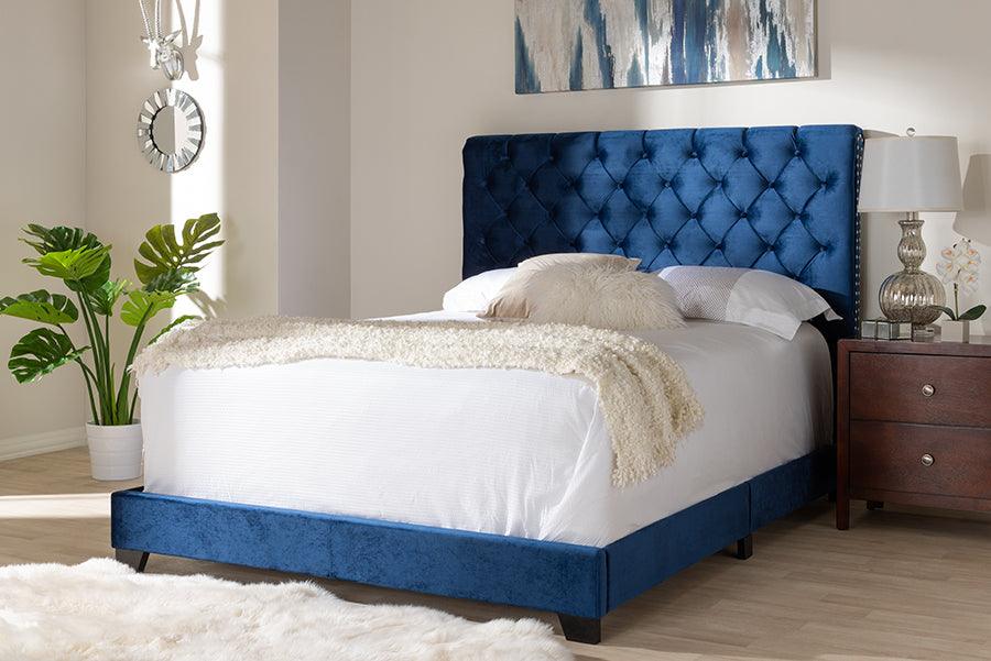 Wholesale Interiors Beds - Candace Queen Bed Navy Blue