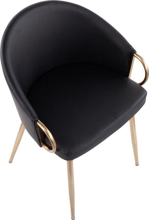 Lumisource Accent Chairs - Claire Contemporary/Glam Chair In Gold Metal & Black Faux Leather (Set of 2)
