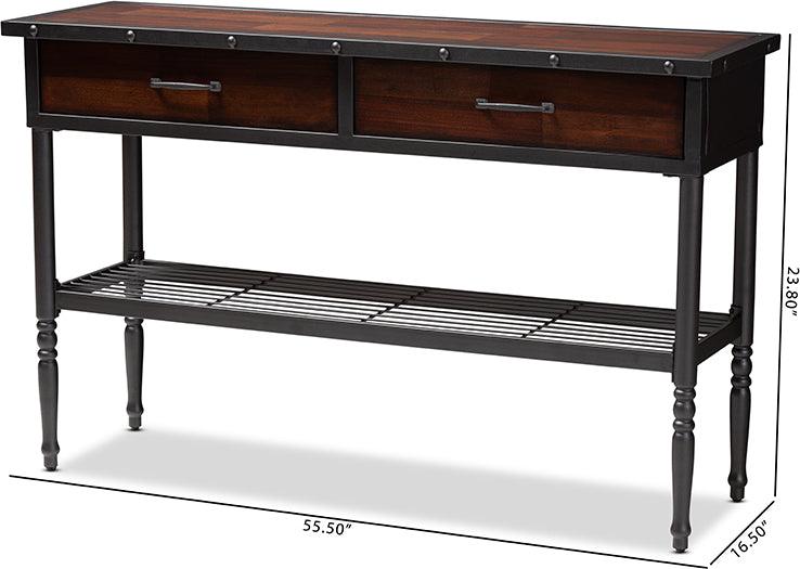 Wholesale Interiors Kitchen Islands - Jana Vintage Industrial Walnut-Finished Wood 2-Drawer Dining Room Server