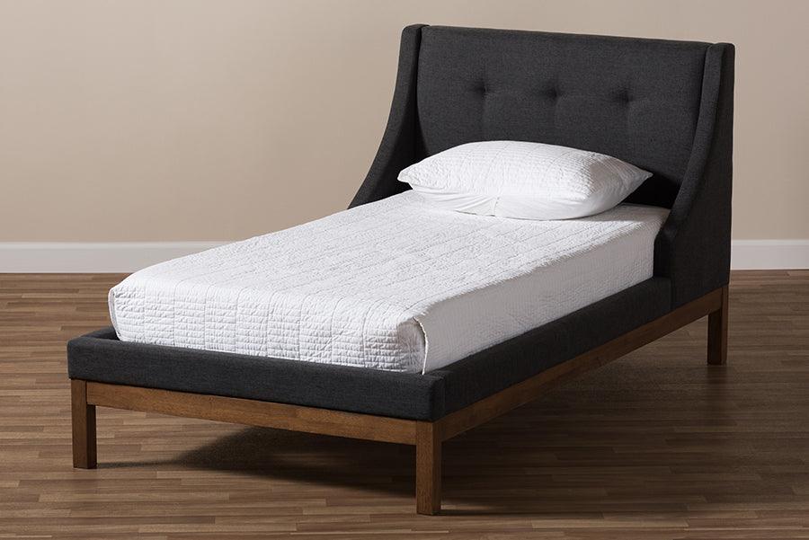 Wholesale Interiors Beds - Louvain Dark Grey Walnut-Finished Twin Sized Platform Bed
