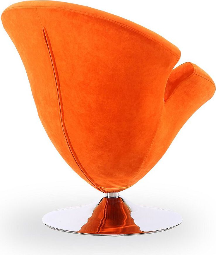 Manhattan Comfort Accent Chairs - Tulip Orange & Polished Chrome Velvet Swivel Accent Chair