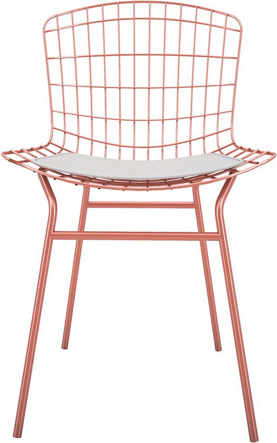 Manhattan Comfort Dining Chairs - Madeline Chair, Set of 2 with Seat Cushion in Rose Pink Gold and White