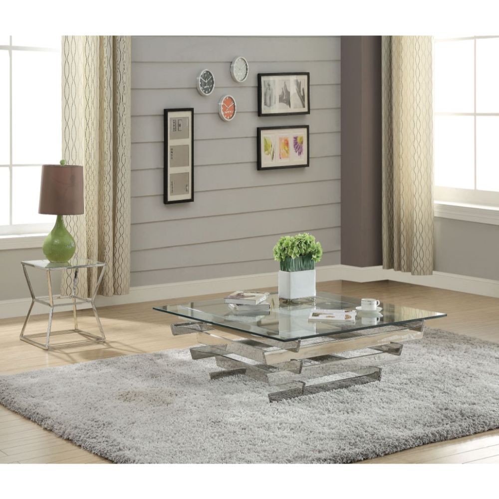 Salonius Coffee Table, Stainless Steel & Clear Glass (1Set/2Ctn)