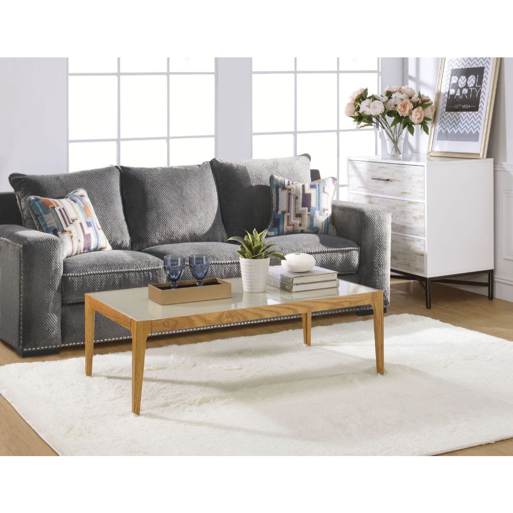The Fulfiller TV & Media Units - Gwynn Coffee Table, Natural & Frosted Glass