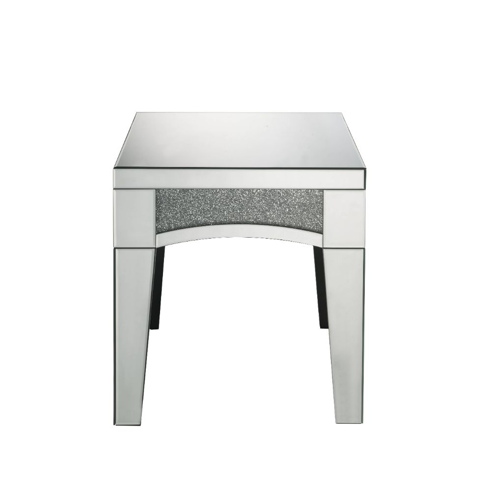 ACME Side & End Tables - ACME Nowles End Table, Mirrored & Faux Stones