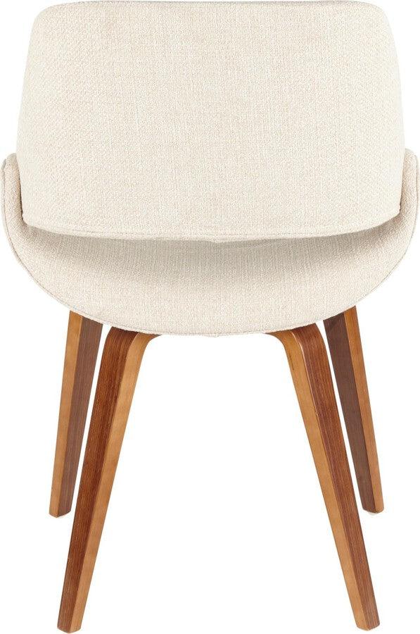 Lumisource Dining Chairs - Fabrico Mid-Century Modern Dining/Accent Chair in Walnut & Cream Noise Fabric - Set of 2
