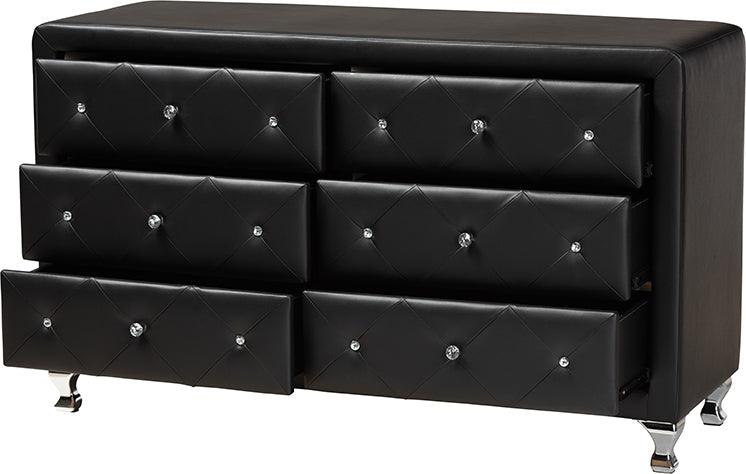 Wholesale Interiors Dressers - Luminescence Black Faux Leather Upholstered Dresser