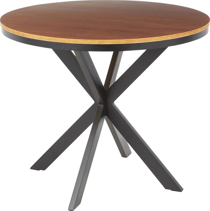 Lumisource Dining Tables - X Pedestal Industrial Dinette Table with Black Metal and Walnut Wood