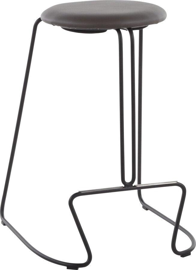 Lumisource Barstools - Finn Contemporary Counter Stool in Black Steel and Grey Faux Leather - Set of 2