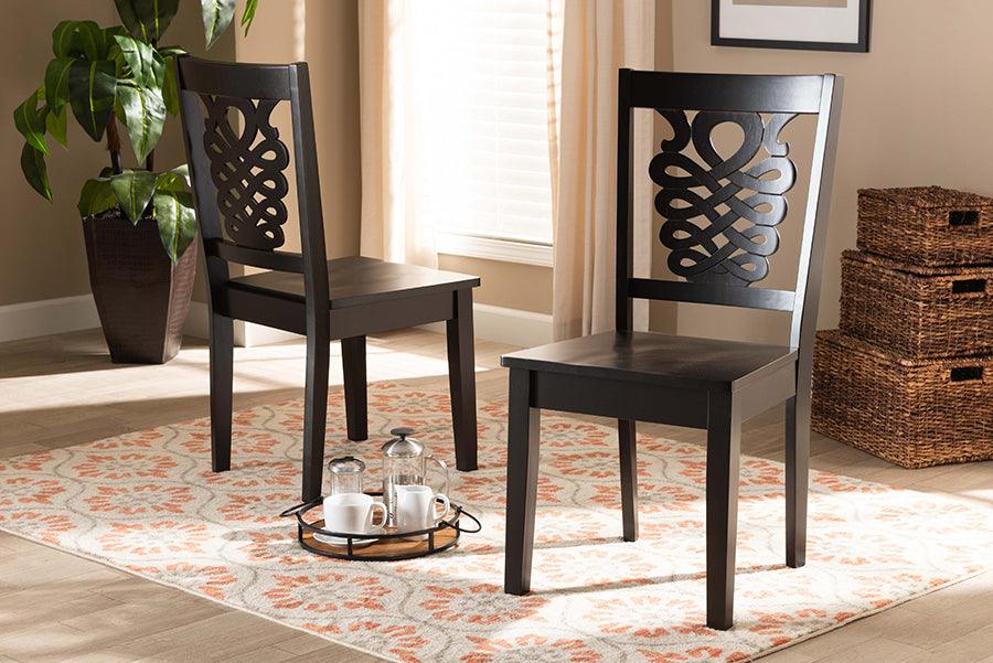 Wholesale Interiors Dining Chairs - Gervais Modern and Contemporary Transitional Dark Brown Finished Wood 2-Piece Dining Chair Set