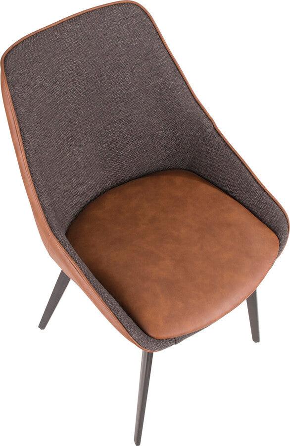 Lumisource Dining Chairs - Marche Contemporary Two-Tone Chair in Brown Faux Leather & Grey Fabric - Set of 2