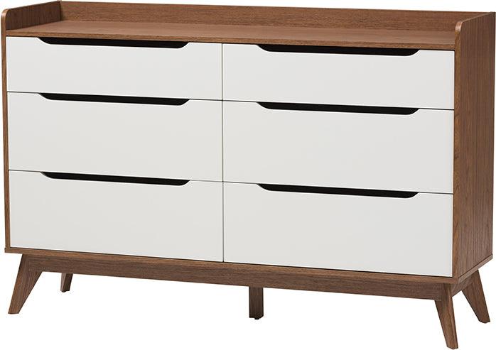 Wholesale Interiors Bedroom Sets - Brighton Mid-Century Modern Two-Tone White and Walnut Brown Finished Wood 3-Piece Storage Set