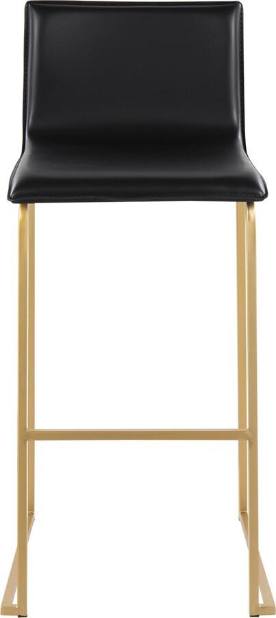 Lumisource Barstools - Mara Barstool In Gold Steel & Black Faux Leather (Set of 2)
