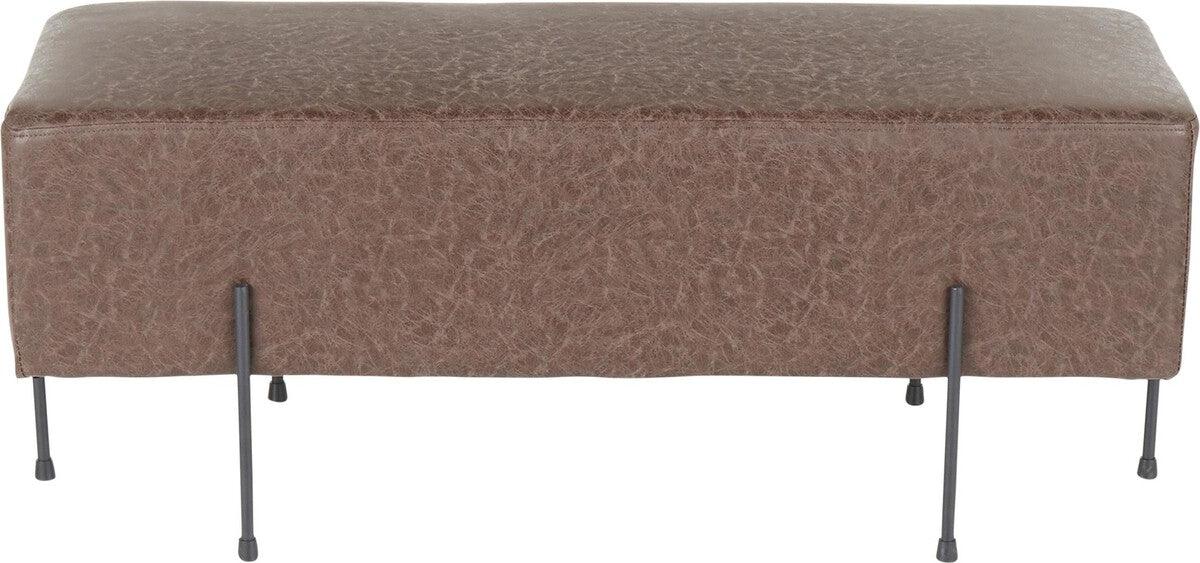 Lumisource Benches - Daniella Contemporary Bench in Black Metal and Espresso Faux Leather