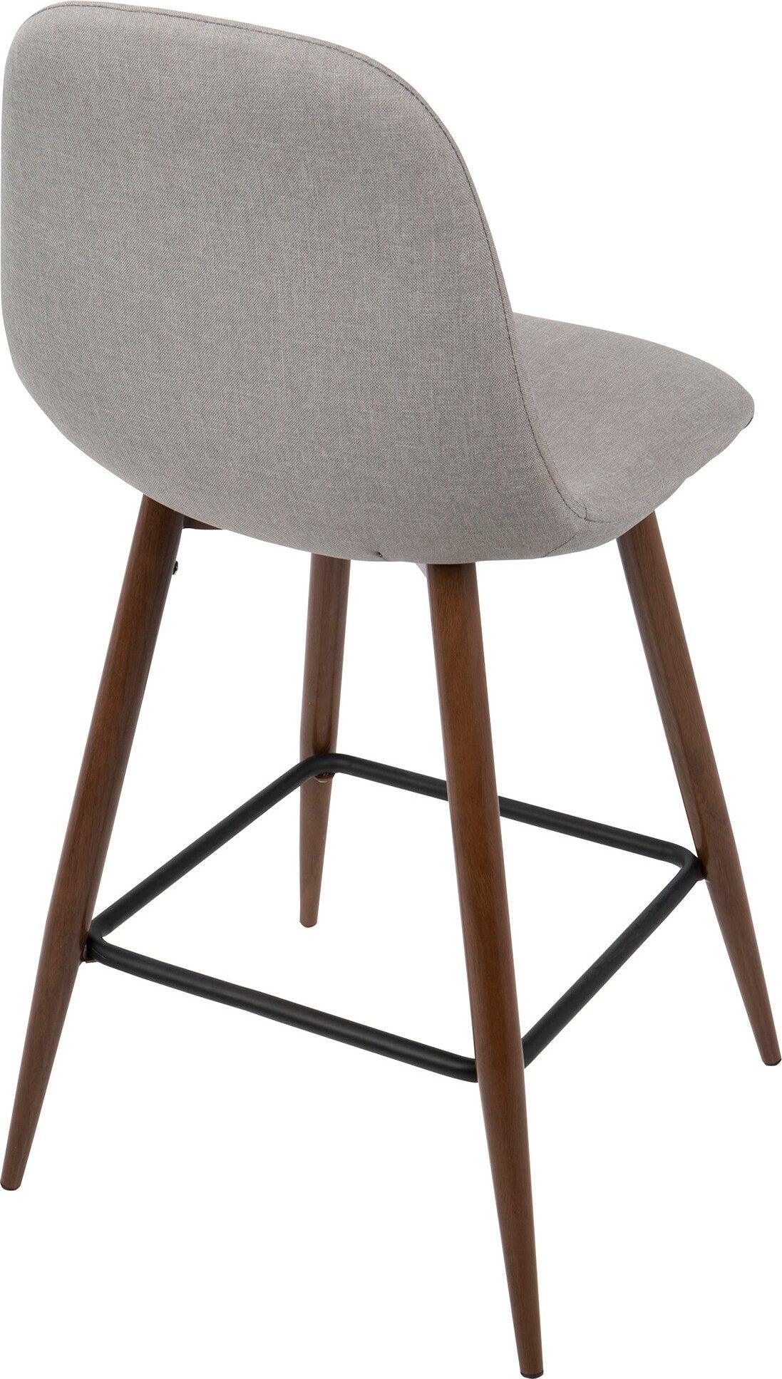 Lumisource Barstools - Pebble Counter Stool Walnut & Light Gray (Set of 2)