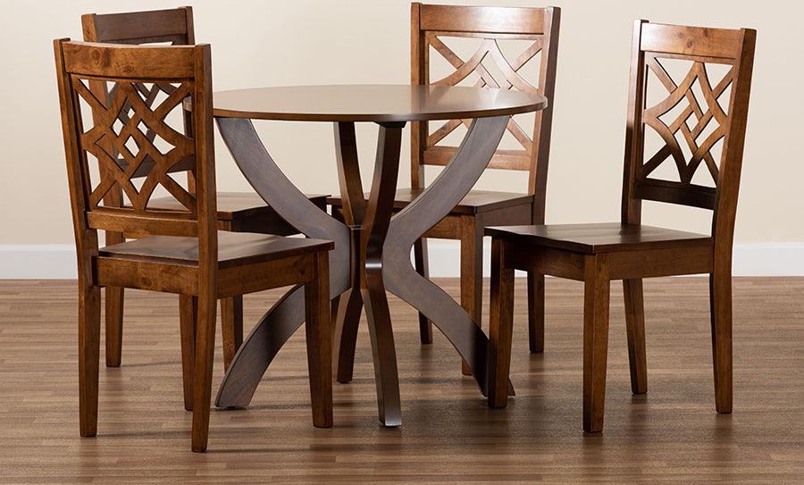 Wholesale Interiors Dining Sets - Anila Walnut Brown Finished Wood 5-Piece Dining Set