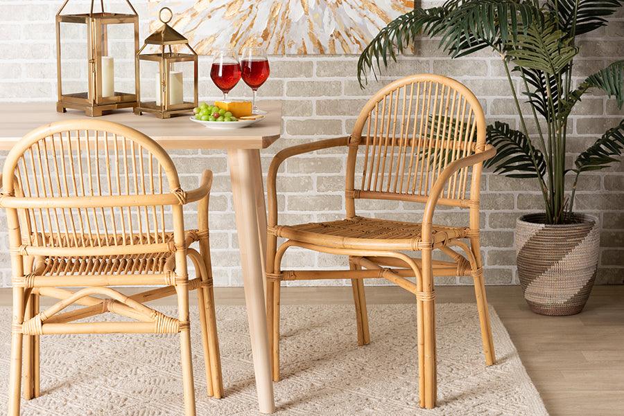 Wholesale Interiors Dining Chairs - Tugera Modern Bohemian Natural Brown Rattan Dining Chair