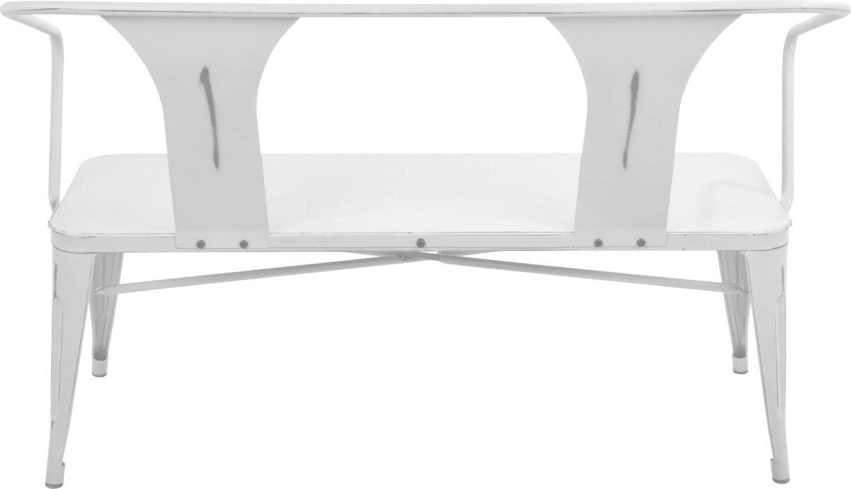 Lumisource Benches - Waco Industrial Bench in Vintage White Metal