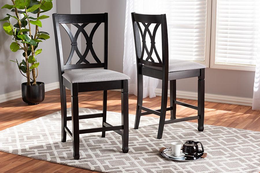 Wholesale Interiors Barstools - Reneau Gray Fabric Upholstered Espresso Brown Finished Wood Counter Height Pub Chair Set Of 2