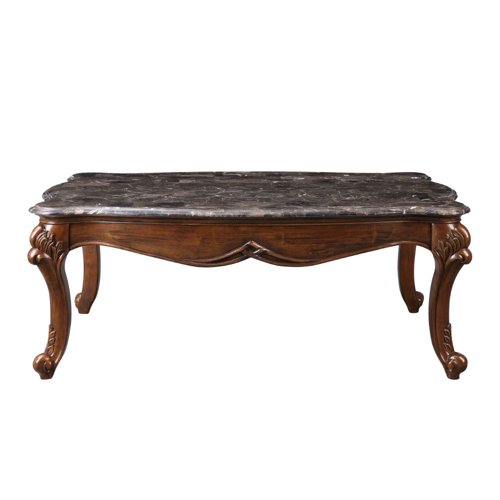 ACME Furniture Coffee Tables - ACME Miyeon Coffee Table, Marble & Cherry
