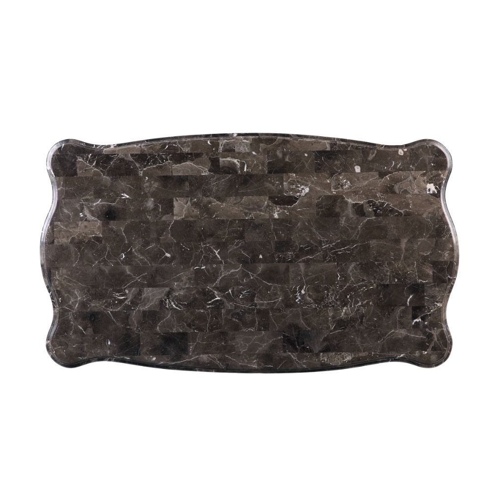 ACME Furniture Coffee Tables - ACME Miyeon Coffee Table, Marble & Cherry