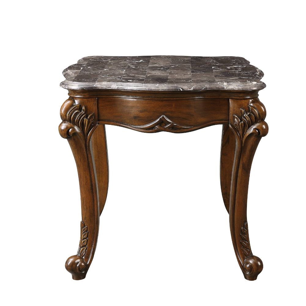 ACME Furniture Coffee Tables - ACME Miyeon End Table, Marble & Cherry