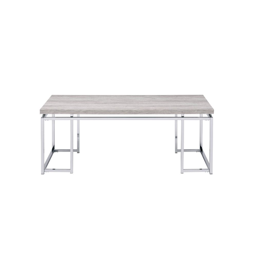 ACME Coffee Tables - ACME Chafik Coffee Table, Natural Oak & Chrome