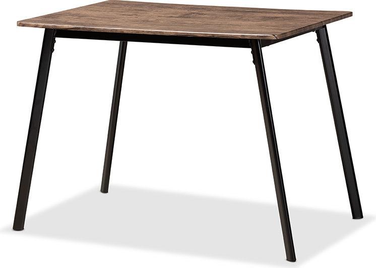 Wholesale Interiors Dining Tables - Calder Mid-Century Modern Walnut Brown Finished Wood and Black Metal Dining Table