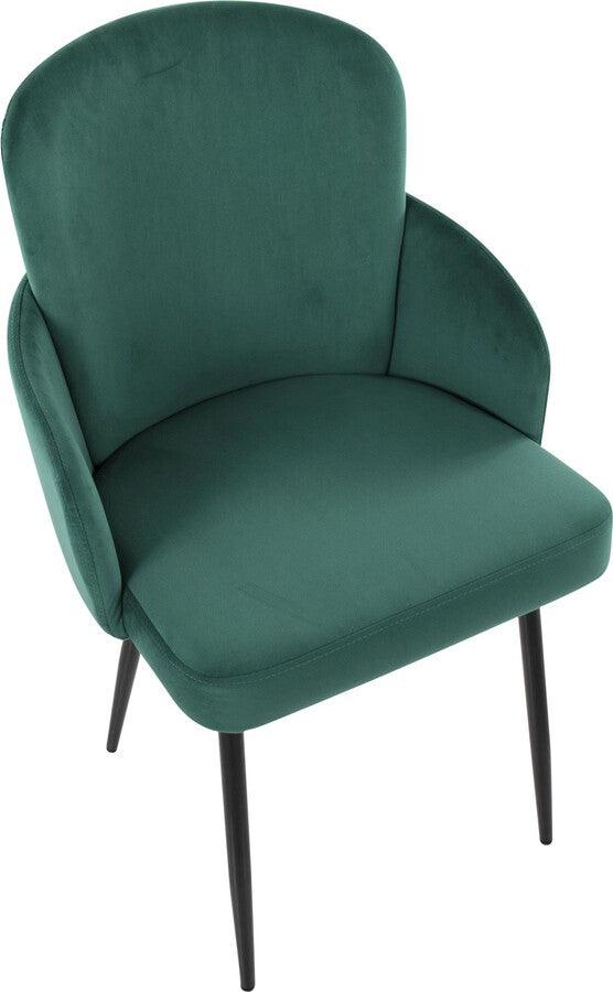 Lumisource Dining Chairs - Dahlia Contemporary Dining Chair In Black Metal & Green Velvet With Gold Accent (Set of 2)
