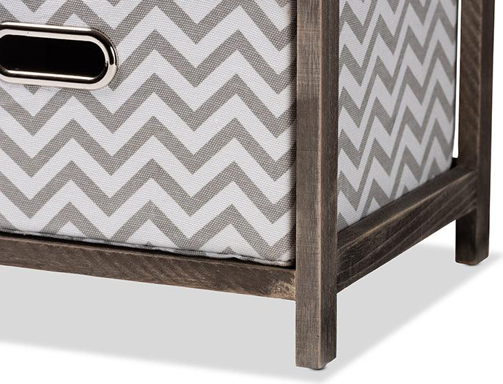 Wholesale Interiors Bedroom Organization - Jorah Modern Grey and White Fabric Greywashed Wood 4-Basket Storage Unit