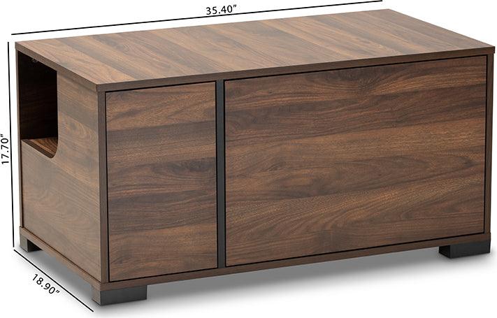 Wholesale Interiors Cat Litter Box - Connor Modern and Contemporary Walnut Brown Finished 2-Door Cat Litter Box Cover House