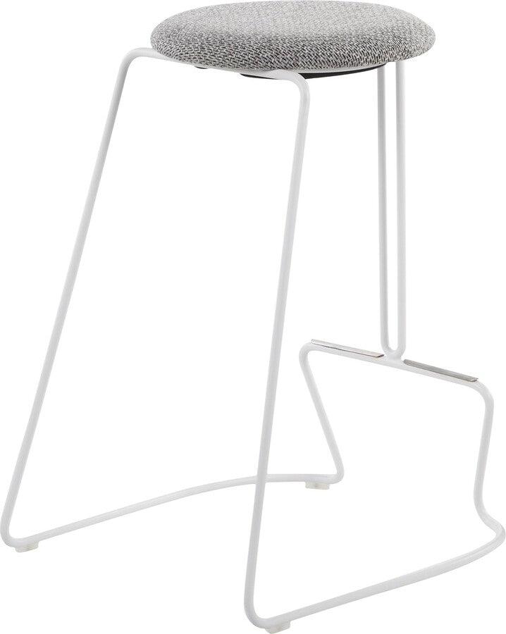Lumisource Barstools - Finn Contemporary Counter Stool in White Steel and Charcoall Fabric - Set of 2