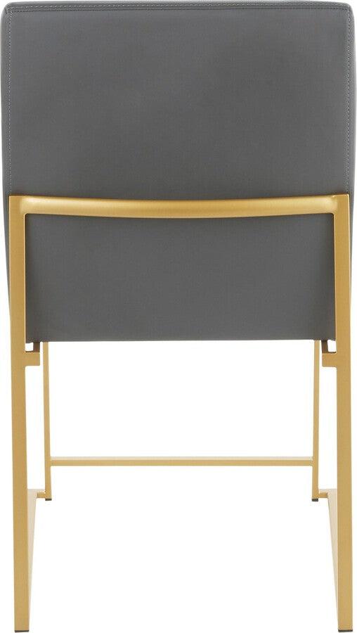 Lumisource Dining Chairs - High Back Fuji Contemporary Dining Chair In Gold & Grey Faux Leather (Set of 2)