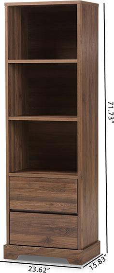 Wholesale Interiors Bookcases & Display Units - Burnwood Modern and Contemporary Walnut Brown Finished Wood 2-Drawer Bookcase