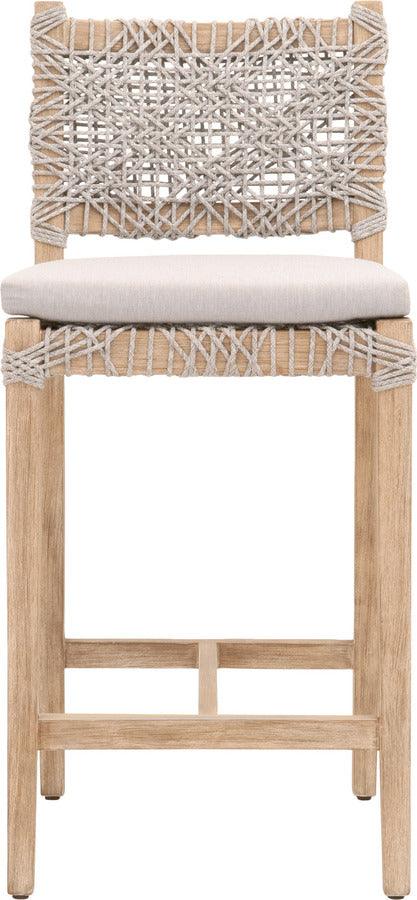 Essentials For Living Barstools - Costa Counter Stool Taupe & White Flat Rope, Pumice, Natural Gray Mahogany
