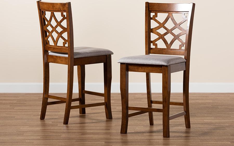 Wholesale Interiors Barstools - Nisa Bar Stool Gray & Walnut Brown (Set of 2)